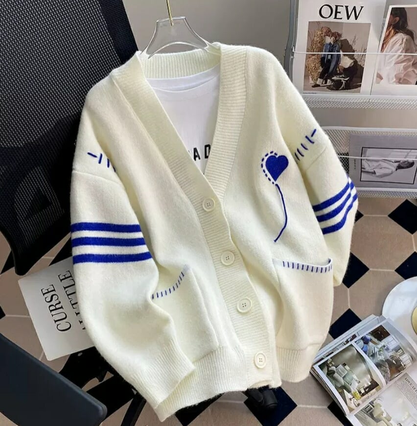 Áo len Cardigan kẻ sọc
