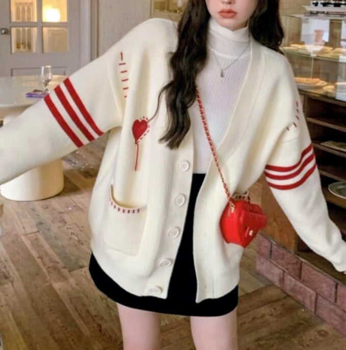Áo len Cardigan kẻ sọc