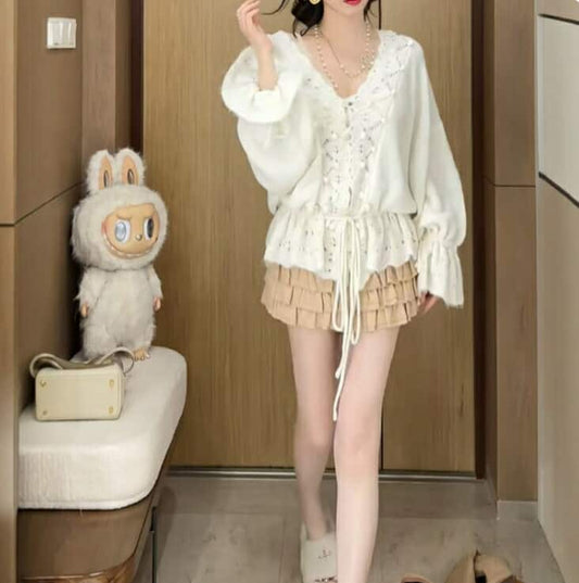 Áo khoác len cổ chữ V