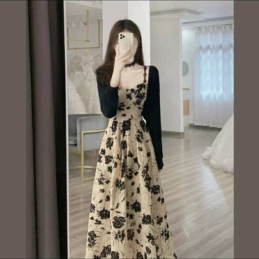 Váy dài tặng kèm áo khoác cardigan